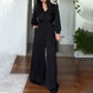 V-Neck Belted Wide-Leg Jumpsuit for Women