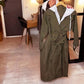 Damen-Mantel mit Kapuze, Reverskragen, Fake-Zweiteiler-Optik, lässiger langer Trenchcoat