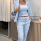 Damen Casual Tank Top & Strickjacke & Hose Dreiteiliges Set