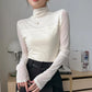 Damen Mock-Neck Mesh Top