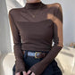 Damen Mock-Neck Mesh Top