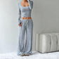 ❄️ LETZTER TAG – 50% RABATT 💖 Gestreiftes Gestricktes Slim-Fit-Top & Weitbein-Hose-Set