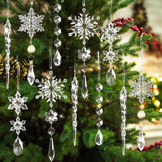 🎅🎄Winter-Neujahrs-Party-Zubehör-Set ❄️ Kristallene Weihnachts-Schneeflocken-Dekorationen