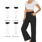 Damen-Freizeit-Yogahose mit hohem Bund aus Stretchmaterial in Uni-Farbe