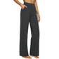 Damen-Freizeit-Yogahose mit hohem Bund aus Stretchmaterial in Uni-Farbe