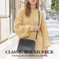 Women's Round-Neck Knitted Puff Sleeve Sweater